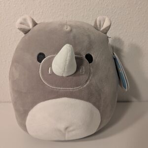 Squishmallows Gray and White Rhino Plush